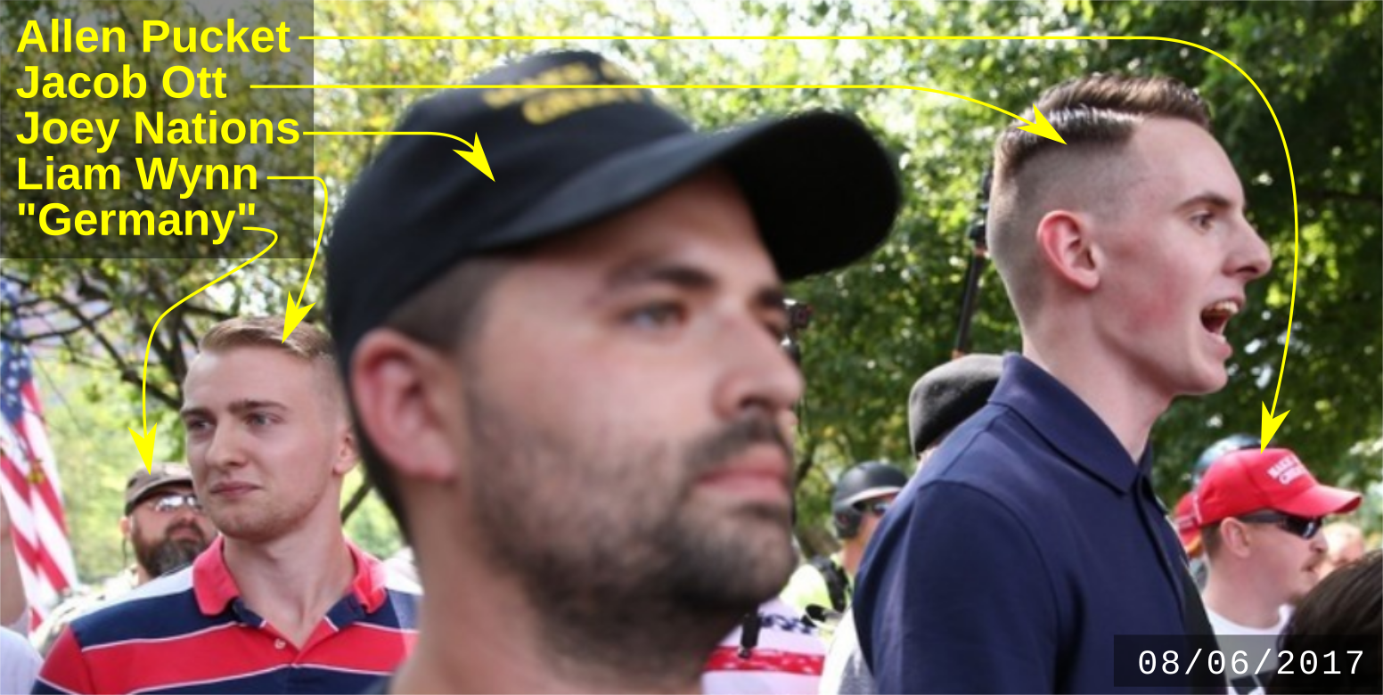 Liam Wynn with other fascists on on August 6 2017