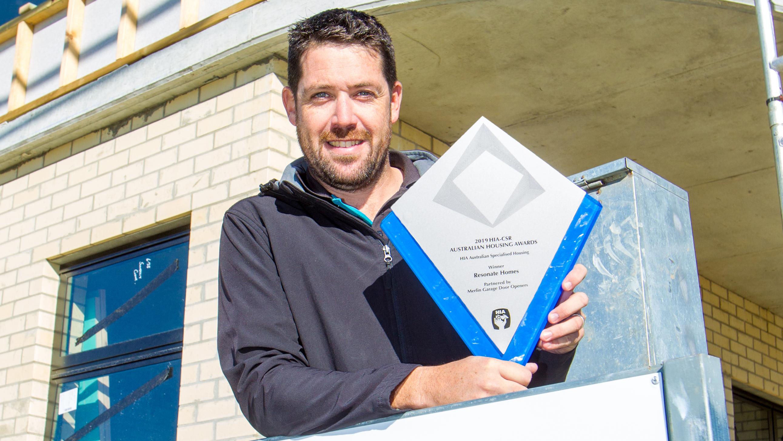 Resonate Homes director Cameron Reid was back at work in Bunbury just days after taking out the HIA national award for Specialised House of the Year.