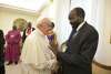 Pope Francis greets South Sudanese president Salva Kiir at the Vatican, April 11, 2019. Credit: Vatican Media