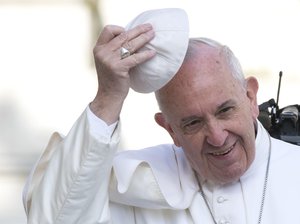 Pope Francis during his weekly general audience in St. Peter's Square, Vatican City, 26 April 2017.