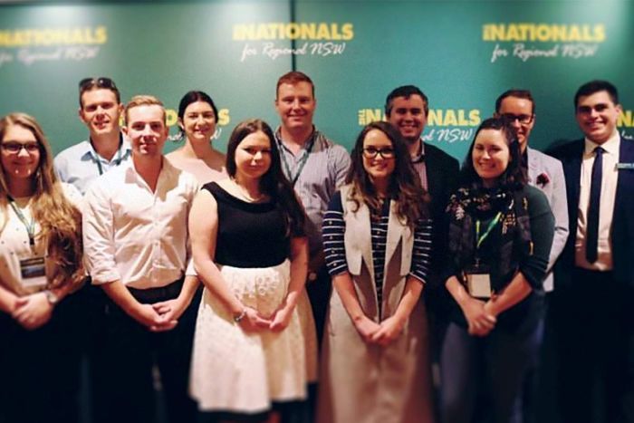 Lisa Beulah, centre, poses with a group of Young Nationals.