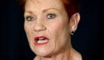 07/05/2019: Senator Pauline Hanson holds a doorstop interview on the first day of the new NSW Parliament. Hollie Adams/The Australian