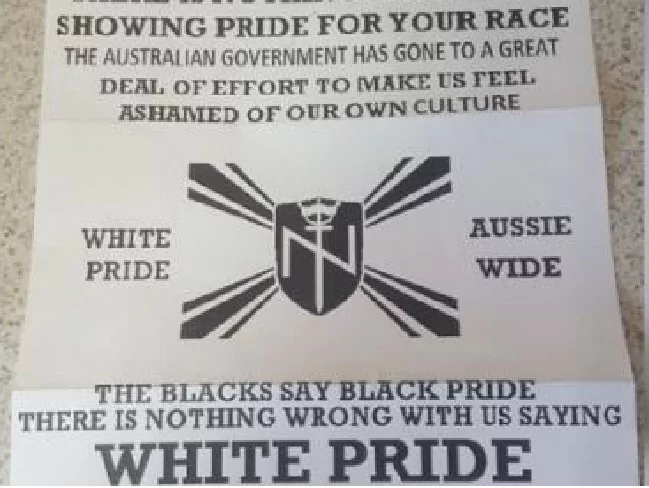 The Aryan Nations flyer hand delivered to letterboxes in suburban Perth earlier this year