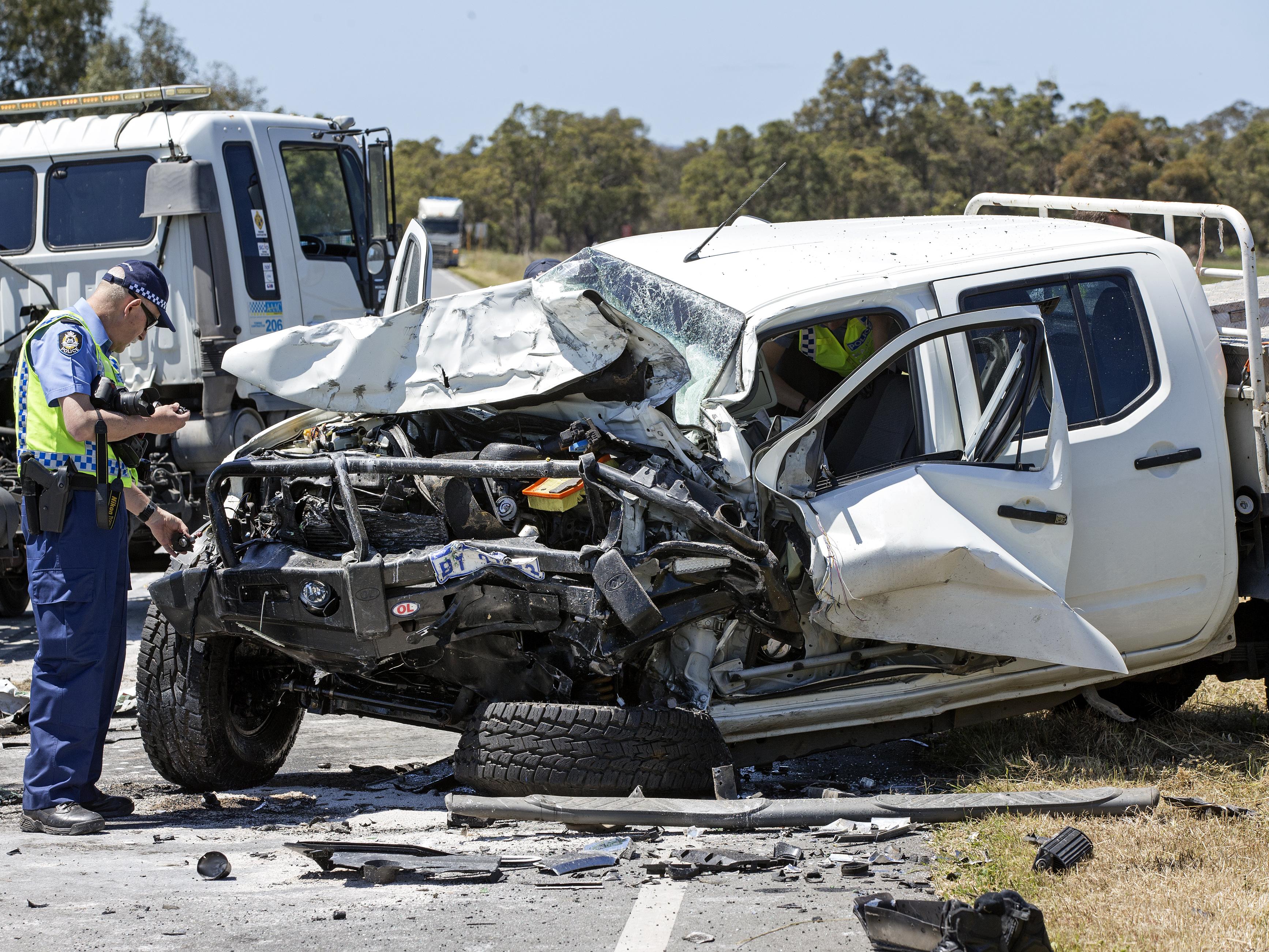 The horrific accident scene on Mundijong Road, Oldbury.