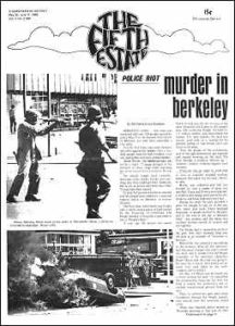 Cover image, Issue 80, May 29-June 11, 1969. Features photo of National Guardsmen aiming rifles at student protesters in Berkeley, 1969