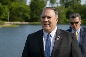 U.S. Secretary of State Mike Pompeo visits the Bush Library in Dallas, Texas on April 15, 2019.