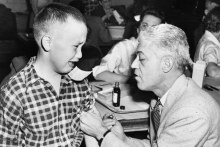 This seven-year-old braved the Salk polio vaccine — one that would save countless lives from the scourge of polio. (Getty: Bettmann)