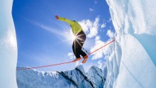 Barefoot slack-lining in Alaska