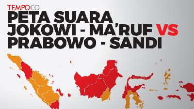 Peta Suara Jokowi - Ma'ruf dan Prabowo - Sandiaga di Pilpres 2019