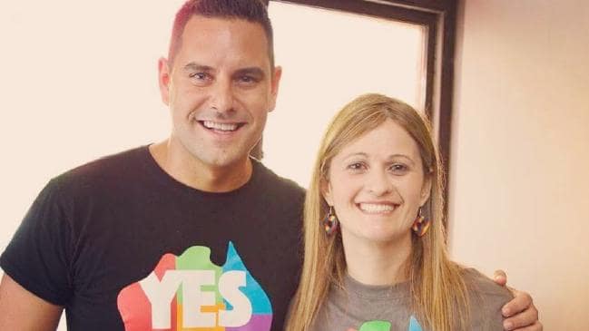 Sydney MP Alex Greenwich and Shirleene Robinson, authors of the 
<i>Yes Yes Ye</i>s book on same-sex marriage.