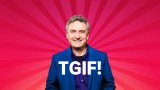 TGIF Podcast hero image: Richard Glover on a magenta starburst background