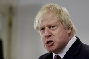 British Foreign Secretary Boris Johnson talks at a press conference in Buenos Aires, Argentina, Tuesday, May 22, 2018.