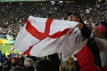 An English supporter waves his flag, New Zealand, October 1, 2011. (Audience submitted: Aimee Guy)