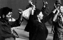 Jewish fighters captured in the aftermath of the Warsaw ghetto uprising, 1943.