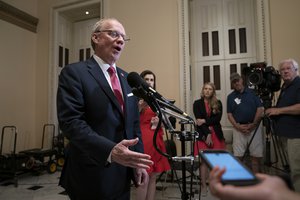 Rep. John Rose, R-Tenn., a freshman from Cookeville, Tenn., speaks to reporters at the Capitol after he blocked a unanimous consent vote during a scheduled pro forma session of the House on a long-awaited $19 billion disaster aid bill in the chamber, Thursday, March 30, 2019. Rep. Thomas Massie, R-Ky., and freshman Rep. Chip Roy, R-Texas, have both blocked passage of the measure in the past week.