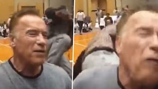 Arnie was filming a Snapchat video when the rogue attacker came sprinting across the room.