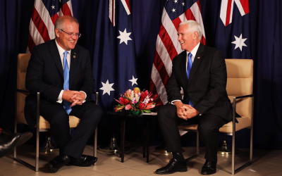 Cooperation takes a back seat at APEC. Image of Scott Morrison and Mike Pence at APEC 2018