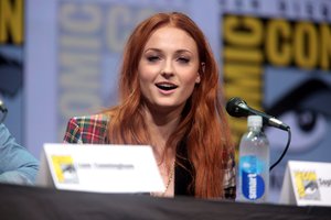 Sophie Turner speaking at the 2017 San Diego Comic Con International, for "Game of Thrones", at the San Diego Convention Center in San Diego, California, 21 July 2017