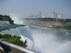  Niagara Falls- New York. The 184-foot-high American Falls is the tallest, while the slightly shorter Horseshoe Falls (also called the Canadian Falls) is the broadest. The more modest yet graceful Bridal Veil Falls lies between them in the gap between Goa