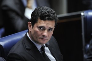 Federal judge Sergio Moro assists the plenary of the during the second session of Senate Bill 280, of 2016