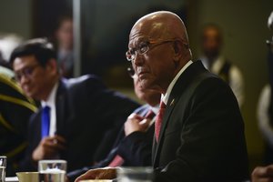 Philippine Secretary of National Defense Delfin Lorenzana,looks on during a visit at the Pentagon in Washington, D.C., Sept. 18, 2018