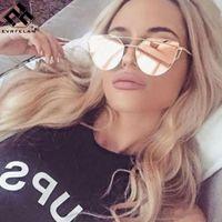 Evrfelan Brand Sunglasses For Women Glasses Cat Eye Sun Glasses Male Mirror Sunglasses Men Glasses Female Vintage Gold Glasses