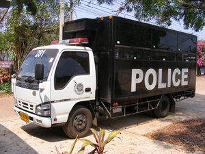 : Isuzu NKR Prisoner transport vehicle of the Royal Thai Police, no. 281, of Na Wa Police station, Thailand