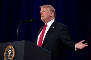 Donald Trump speaking at the 2018 Conservative Political Action Conference (CPAC)