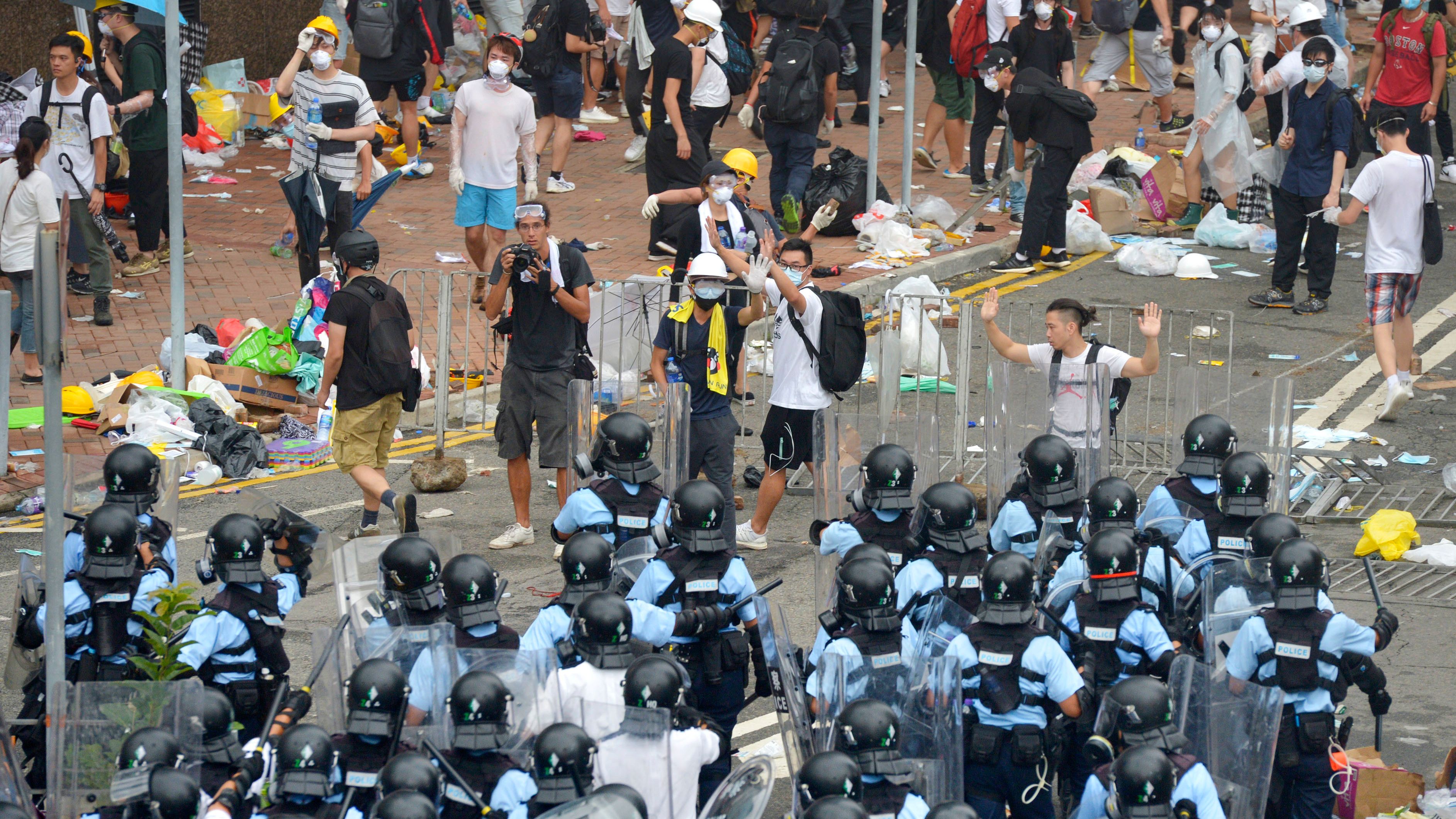 Protesters opposing a controversial extradition bill.