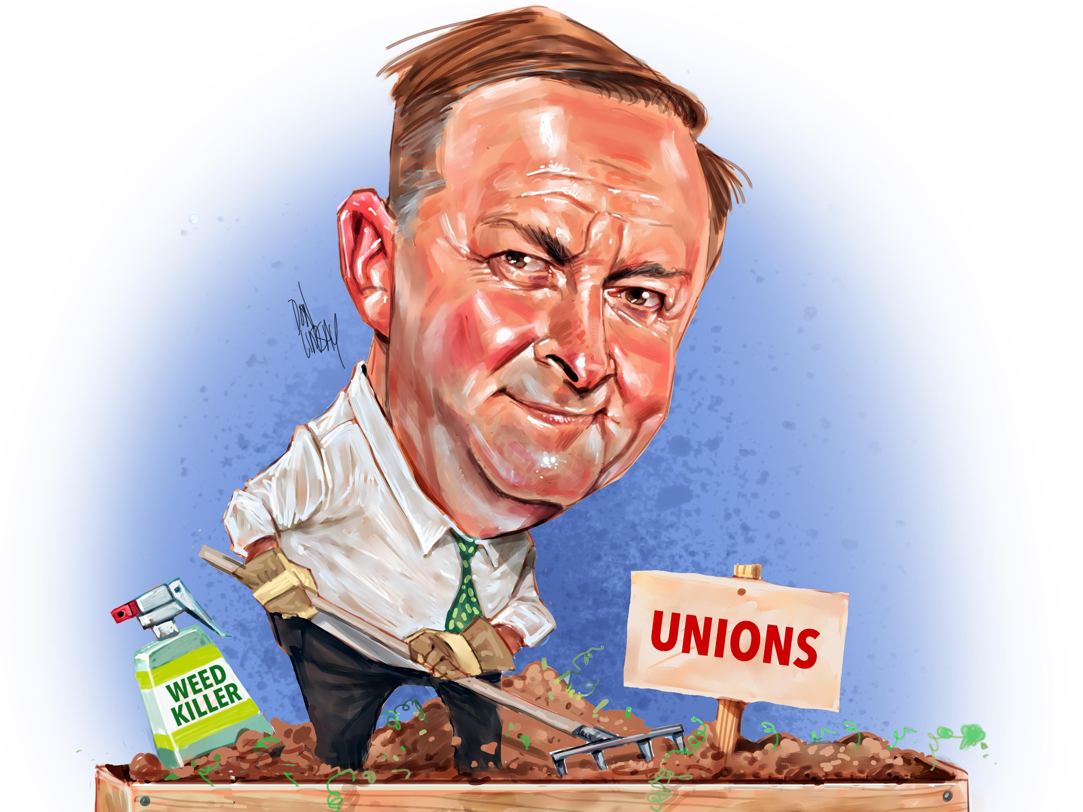 Anthony Albanese weeding out the weeds in the unions. Illustration: Don Lindsay