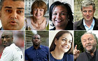 Who will be the next Mayor of London? Top left (clockwise): Sadiq Khan, Tessa Jowell, Diane Abbott, Zac Goldsmith, George Galloway, Siobhan Benita, David Lammy and Sol Campbell