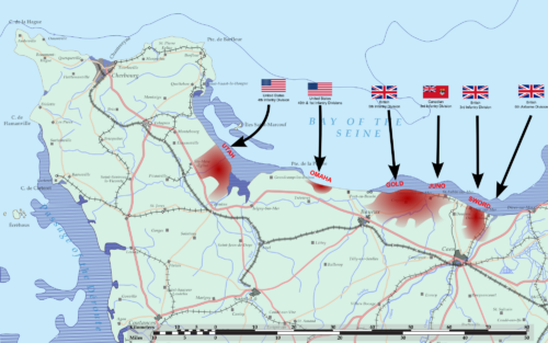 Map of the Normandy landings, June 6th, 1944