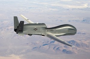 The Northrop Grumman (formerly Ryan Aeronautical) RQ-4 Global Hawk drone (known as Tier II+ during development) is an unmanned aerial vehicle (UAV) used by the United States Air Force and Navy as a surveillance aircraft.