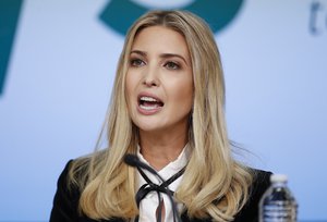 Ivanka Trump, the daughter of President Donald Trump, speaks during a panel at the Eisenhower Executive Office Building on the White House complex in Washington, Tuesday, Jan. 16, 2018. The panel features women from various backgrounds and experiences who will speak with women in the administration, about what has been accomplished to date to advance women at home, and in the workplace.  (AP Photo/Carolyn Kaster)