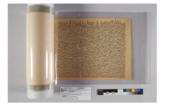 Kerouac's scroll in a plastic tube