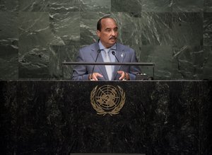 26 September 2015, Mohamed Ould Abdel Aziz, President of Mauritania, addresses the United Nations summit for the adoption of the post-2015 development agenda.