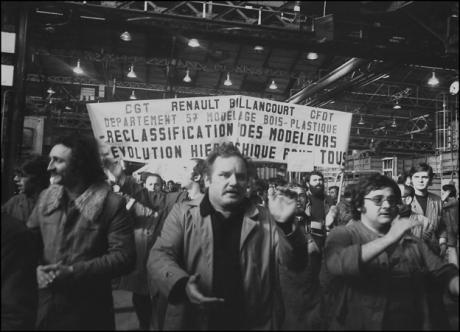 Striking Renault workers in Paris, 1968