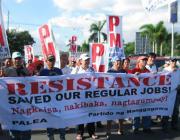 Workers demonstrate in the Philippines