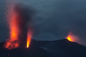 29 April 2013, Stromboli Volcano Eruption, Italy.