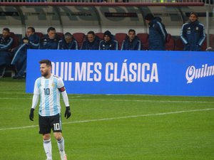 Lionel Messi during a friendly match between Russia and Argentina in Moscow