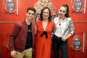 IMAGE DISTRIBUTED FOR DISNEY - Disney Channel's "Descendants" stars Sofia Carson and Cameron Boyce, joined Disney Publishing Worldwide's #1 New York Times bestselling author Melissa de la Cruz at the book launch event for Return to the Isle of the Lost on Tuesday, May 24, 2016 in Los Angeles.