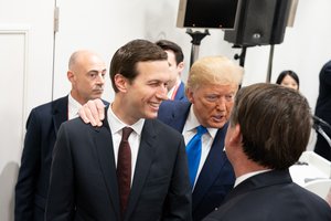 President Donald Trump speaks with Senior Advisor to the President Jared Kushner following the G20 Women’s Empowerment Event in Osaka, Japan, 28 June, 2019.