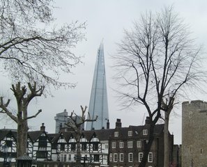 Tower Green and nearly complete shard, UK