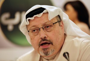 In this Feb. 1, 2015, file photo, Saudi journalist Jamal Khashoggi speaks during a press conference in Manama, Bahrain.