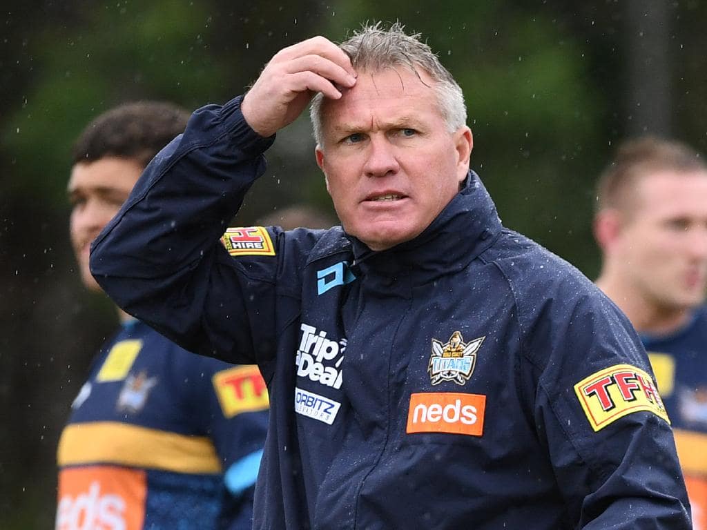 Coach Garth Brennan looks on during the Gold Coast Titans training session on the Gold Coast, Wednesday, June 26, 2019. (AAP Image/Dave Hunt) NO ARCHIVING