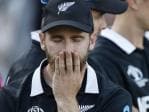 New Zealand's captain Kane Williamson reacts as he waits for the trophy presentation after losing the Cricket World Cup final match between England and New Zealand at Lord's cricket ground in London, Sunday, July 14, 2019. England won after a super over after the scores ended tied after 50 overs each. (AP Photo/Matt Dunham)