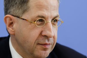 The President of the Federal Office for the Protection of the Constitution, Germany's domestic security agency Hans-Georg Maassen attends a news conference to present the annual report of the agency in Berlin, Germany, Tuesday, July 24, 2018