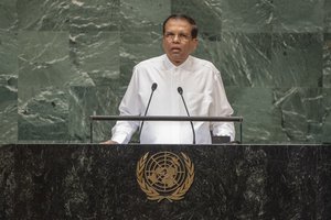 Maithripala Sirisena, President of the Democratic Socialist Republic of Sri Lanka, addresses the general debate of the General Assembly’s seventy-third session,in New York,25 September 2018