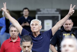 Roger Stone, a confidant of President Donald Trump, walks out of the federal courthouse following a hearing, Friday, Jan. 25, 2019, in Fort Lauderdale, Fla.