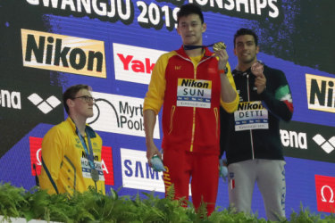 Mack Horton refuses to share podium with Sun Yang after Chinese star wins world title